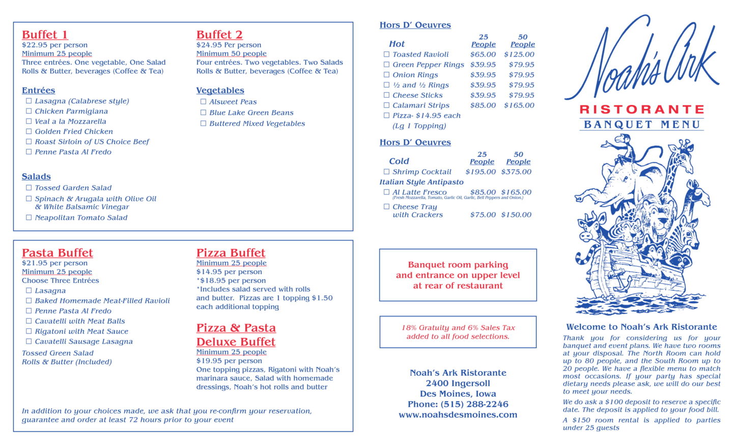 Noah's Banquet Buffet Menu-1