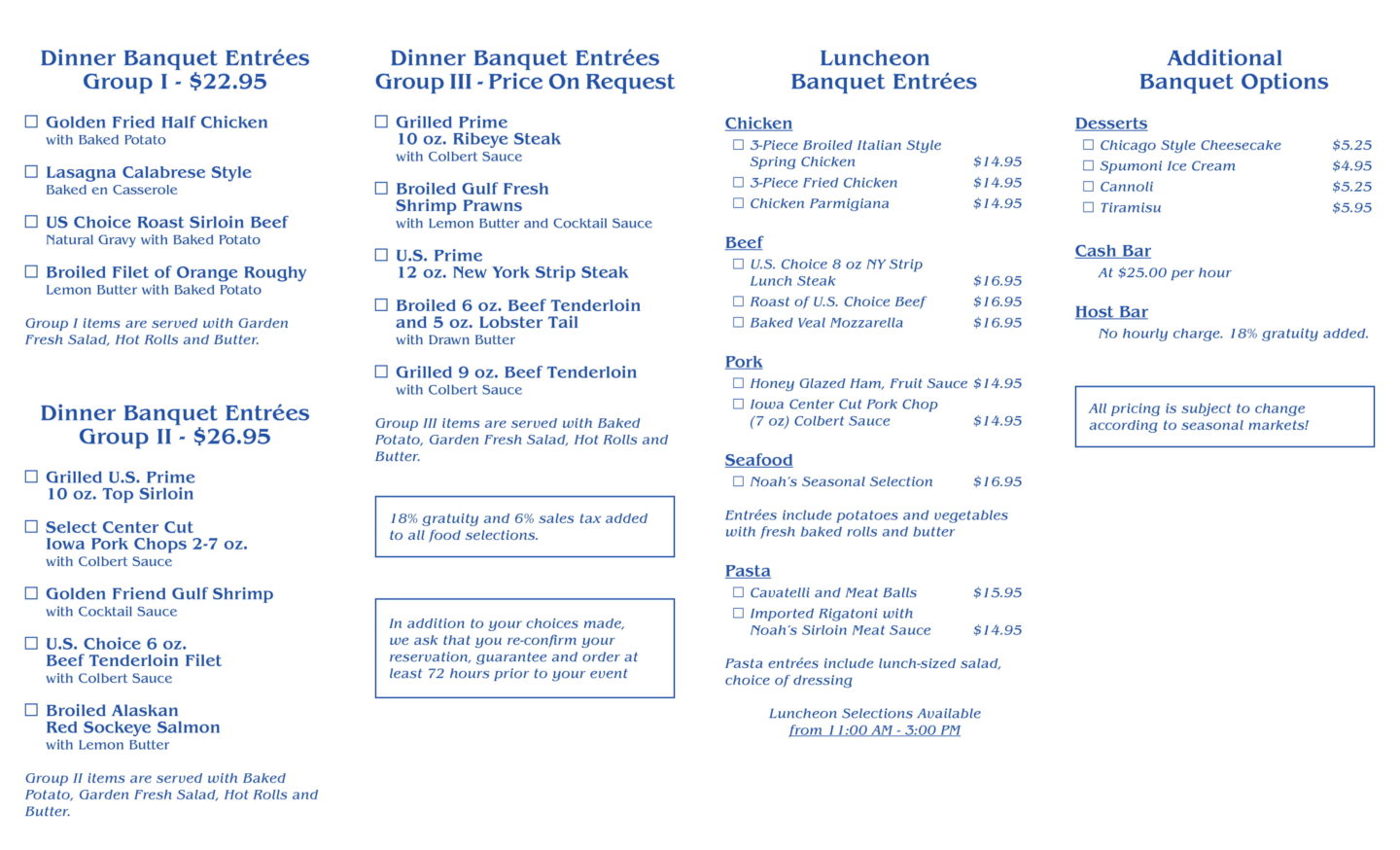 Noah's Banquet Buffet Menu-2